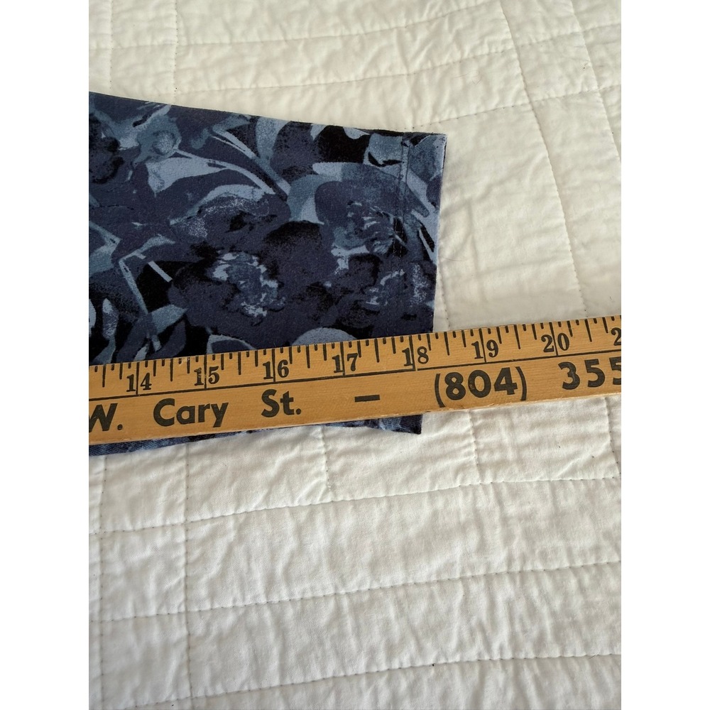 Denim & Co. Blue Floral Rose Print Long Sleeve Top 3X A282205 Cotton Spandex - Picture 8 of 10